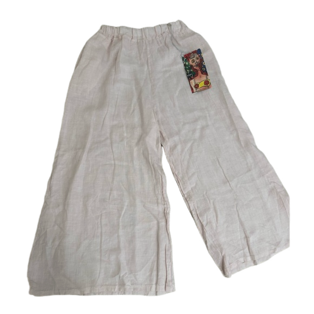 Colette Made in Italy Linen Wide Leg Crop Pants with Pockets NWT